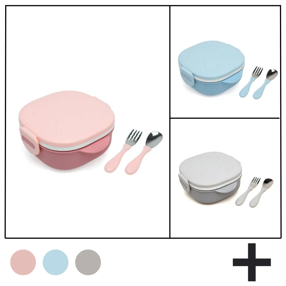 CAJA ALMUERZO/COMIDA CON CUBIERTOS KioKids